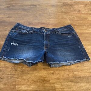 Dear John size 32 Dark Blue wash Distressed Jean Shorts frayed hem denim shorts